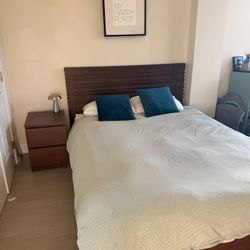 IKEA Queen Bed Frame with Headboard & Nightstand  – All For $100 (Moving Sale
