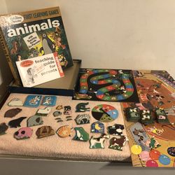 Vintage 1969 Walt Disney Characters First Learning Games Animals #13054 Complete 