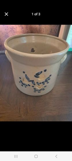 Ceramic Crock Planter with Heart Cutouts