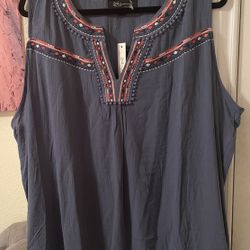 Plus Size Womens pretty blue tank size 2X new