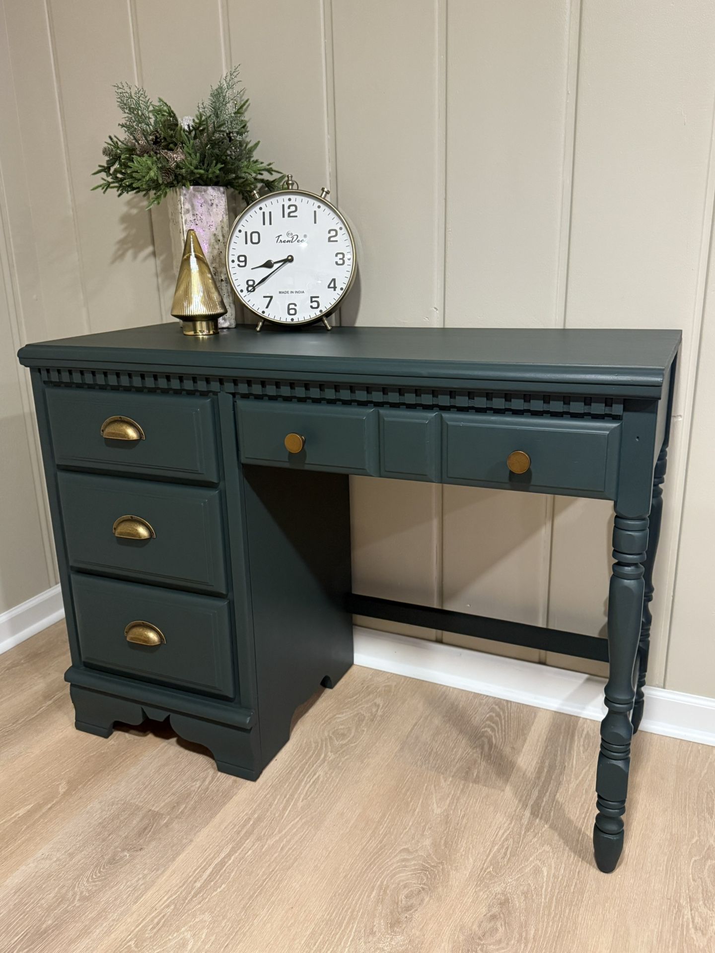 Beautifully Refinished Solid Wood Desk- Free Delivery In The Metro