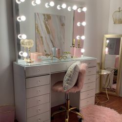 Vanity Set Hollywood Frameless Mirror LED Lights Makeup Table✨New 