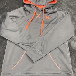 Grey and Orange Under Armour Women’s Medium hoodie in great shape! #activewear  grey, orange accents, activewear, athletic hoodie, performance fabric,