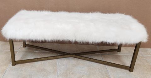 White And Gold Bench, Loveseat, Sofa