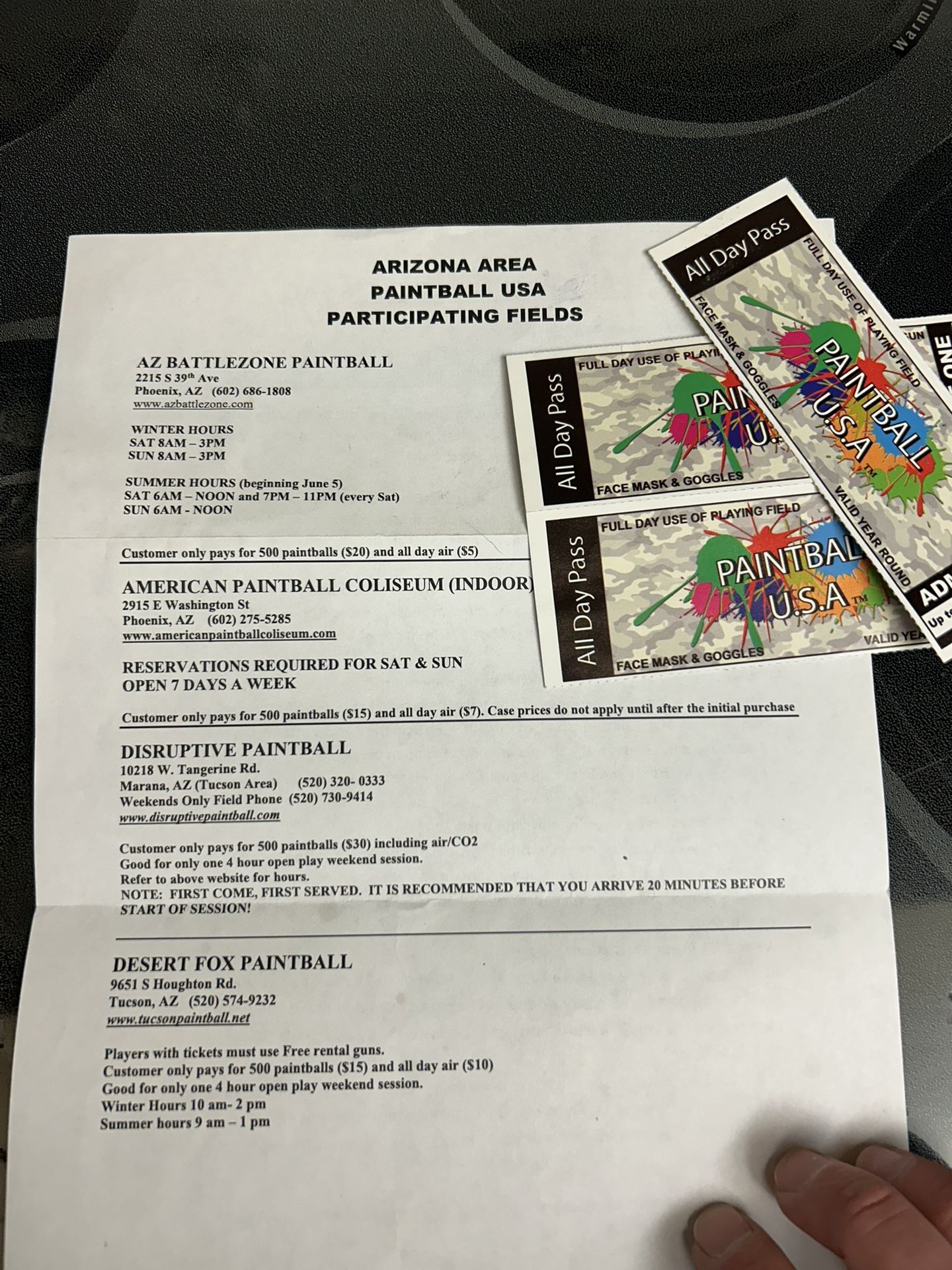 Az Paint Ball Tickets 3