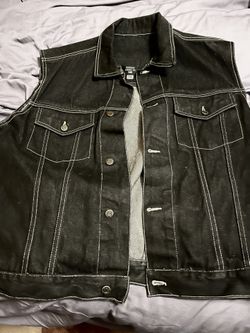 Black Denim Vest  2XL Very Roomy Fit ( Like New ! )