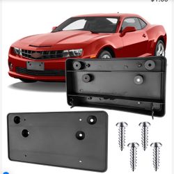 Jogscay License Plate Bracket Accessories for Chevrolet Chevy Camaro 2010 2011 2012 2013, Front Bumper License Plate Holder Replacement Frame Black Mo