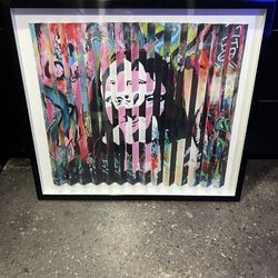 Mona Lisa Artwork On Glass Frame 35” By 31”