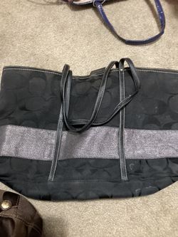 Black With Silver Striped Coach Bag 