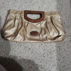 Gold And Wood Nicole Miller Clutch Bag Purse