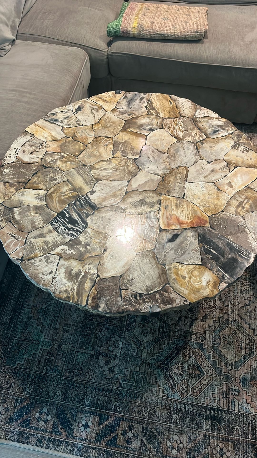 Arhaus Furniture Petrified Wood 42 Inch Coffee Table