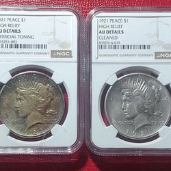 1921 - Peace Dollar's " High Relief" - Lot Of 4 Coins 