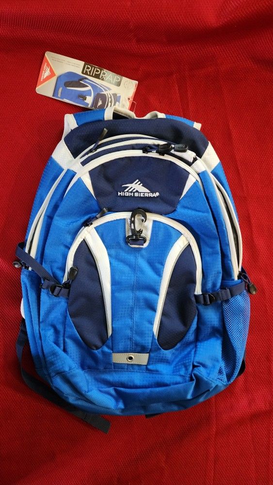- High Sierra Blue Laptop Backpack With Suspension Strap System And Tech Spot