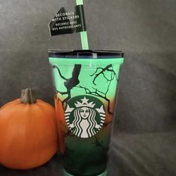 *NWT* Starbucks Halloween Tumbler Cup Ravens Perch Glow in the Dark 16oz 2022