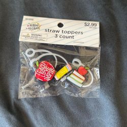 New Hobby Lobby Making The Grade 3 Count Apple Pencil Books Straw Toppers Covers