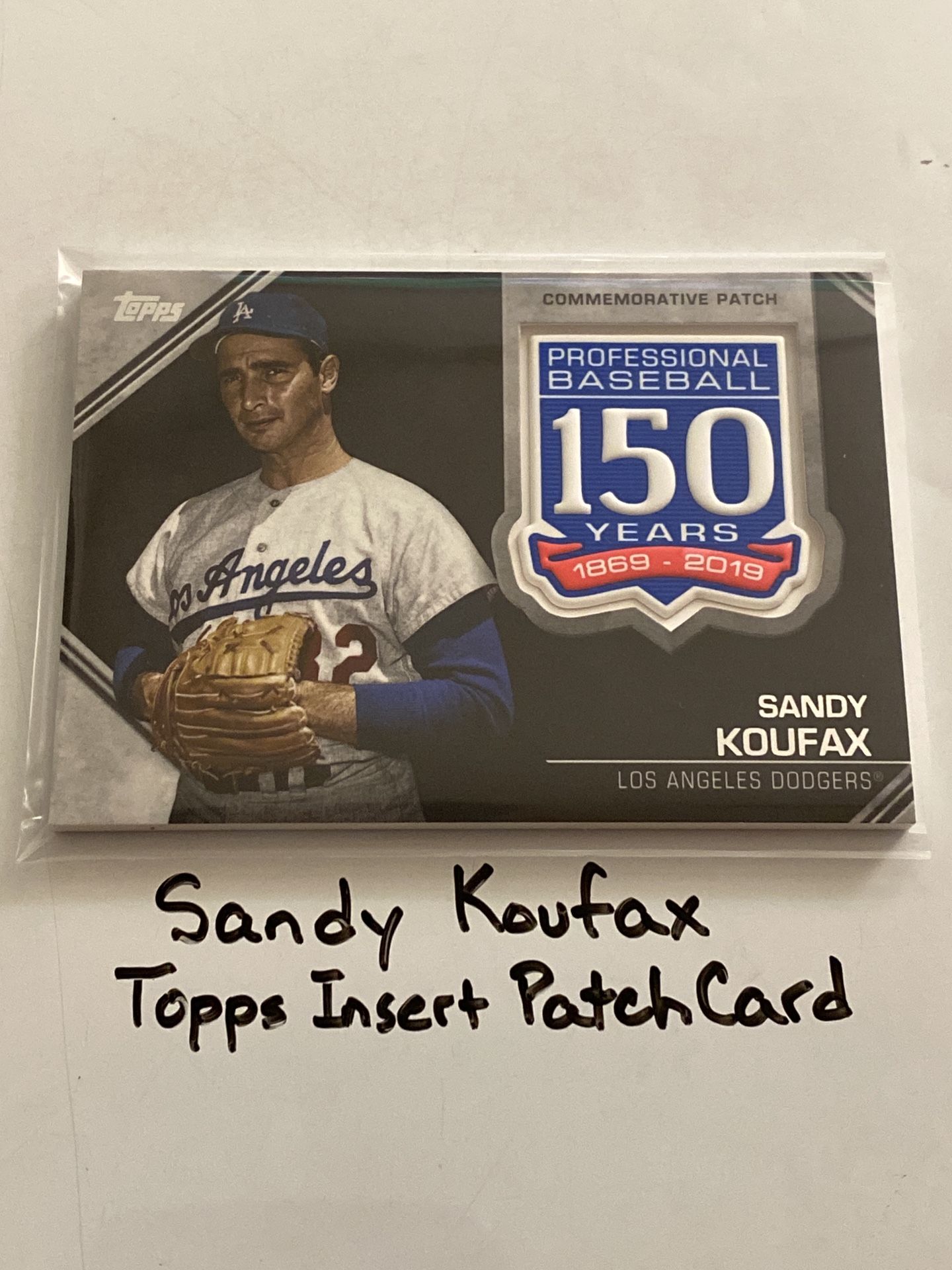 Sandy Koufax Los Angeles Dodgers Hall of Fame Pitcher Topps Short Print Insert Patch Card. 