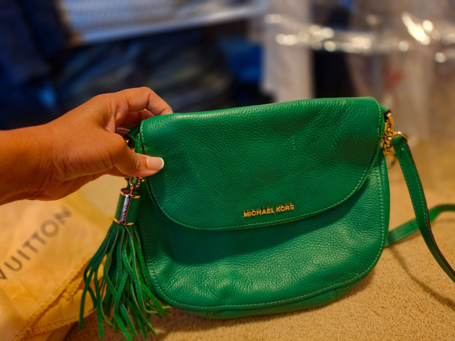Michael Kors green crossbody bag