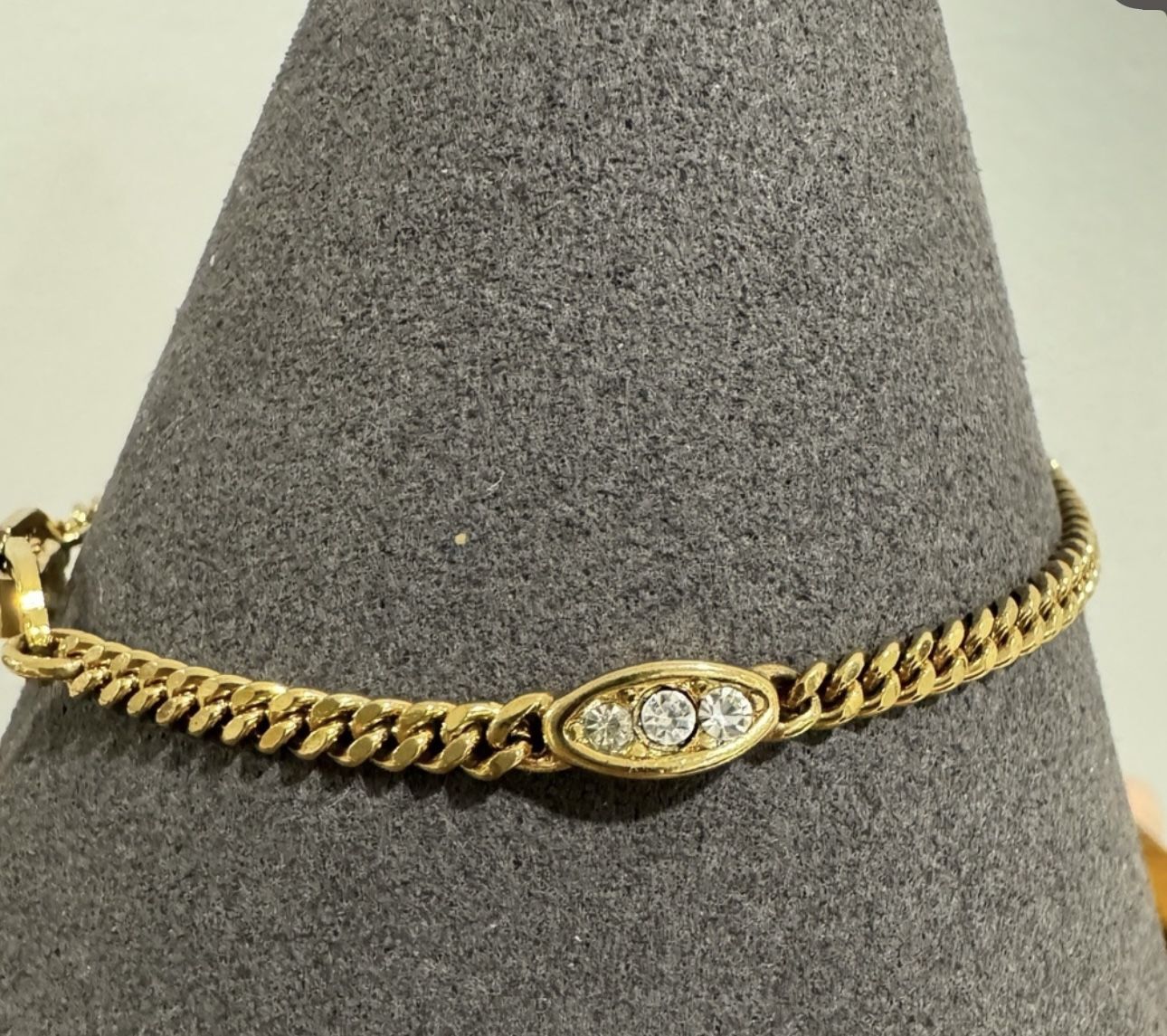 Gold Plated Dior Vintage Bracelet with Rhinestones