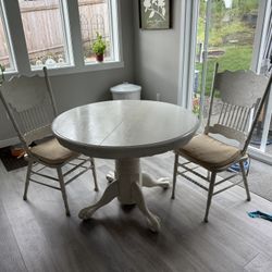 Solid Wood Round Table And 2 Chairs
