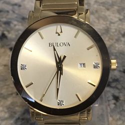 Gold Diamond Accent Bulova Watch