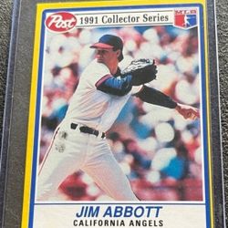 Jim Abbott 1991 Post Collector Series #20 Of 30 California Angels