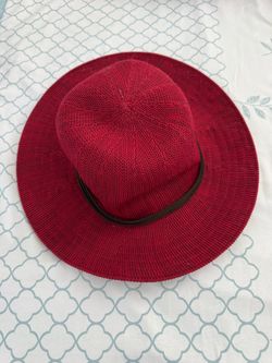 Red Knit Wide Brim Hat