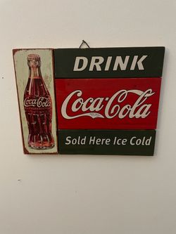 Coca Cola-vintage-wood sign-licensed by Coca Cola co.-retro style-collectible