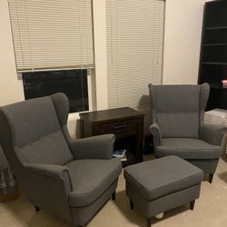 Wingback Chair Set w/ Ottoman