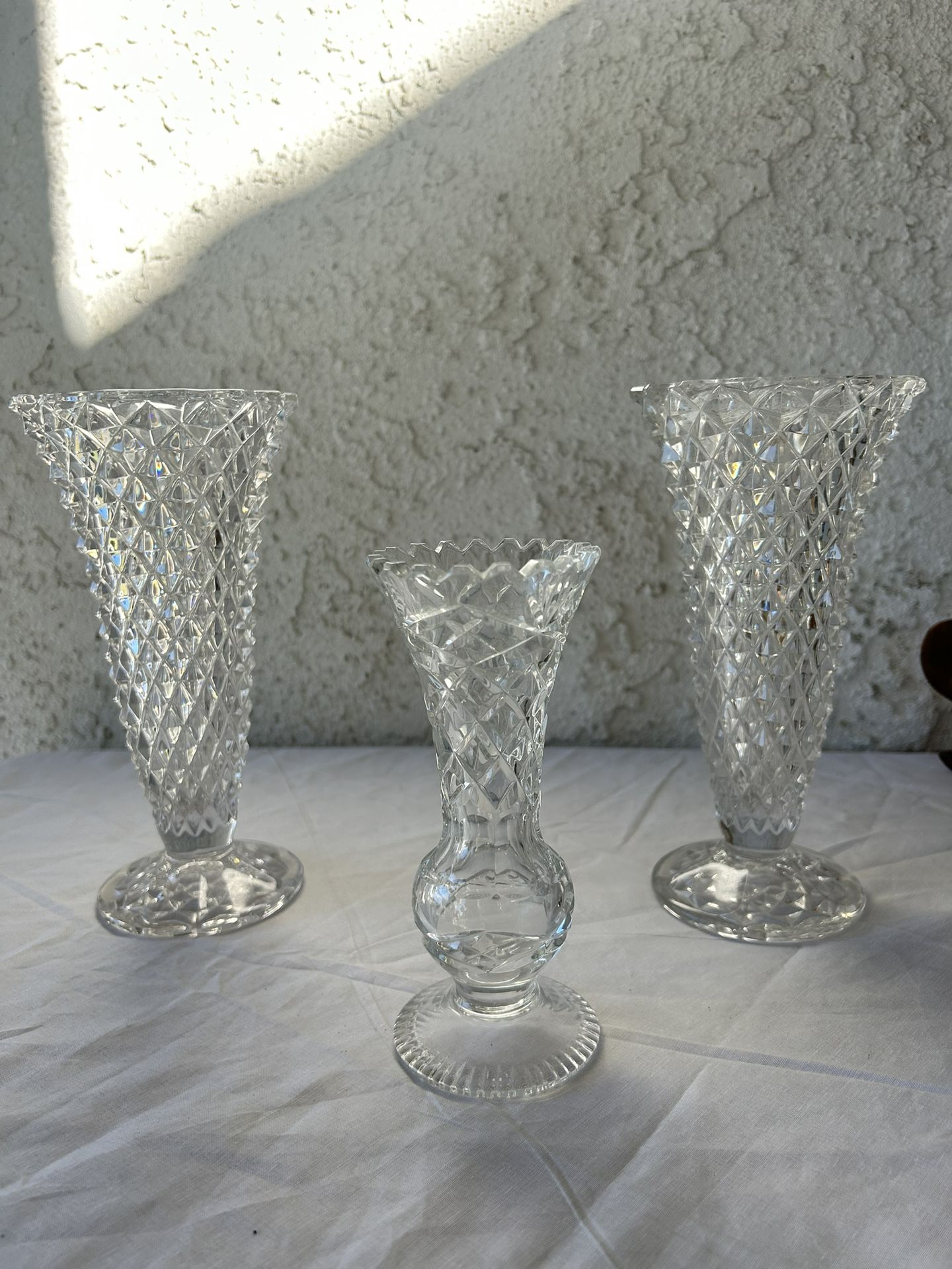 Set Of 3 Crystal Vases