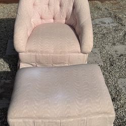 Pink Chair And Ottoman 
