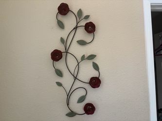Antique Style 3-D  Metal Rose Wall Art Decor