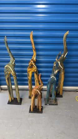 Wooden Elephant Sculptures