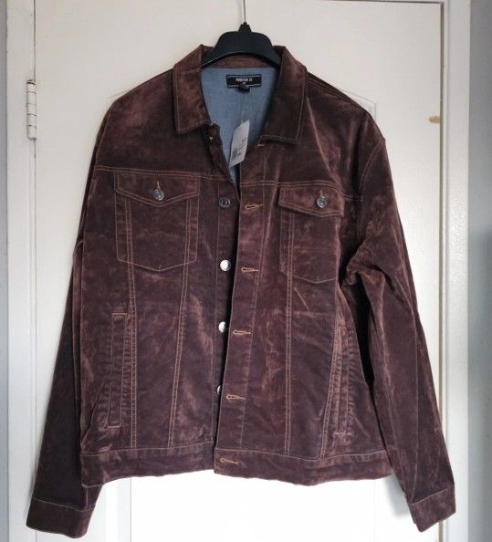 Men's Brown Suede Trucker Jacket XXL