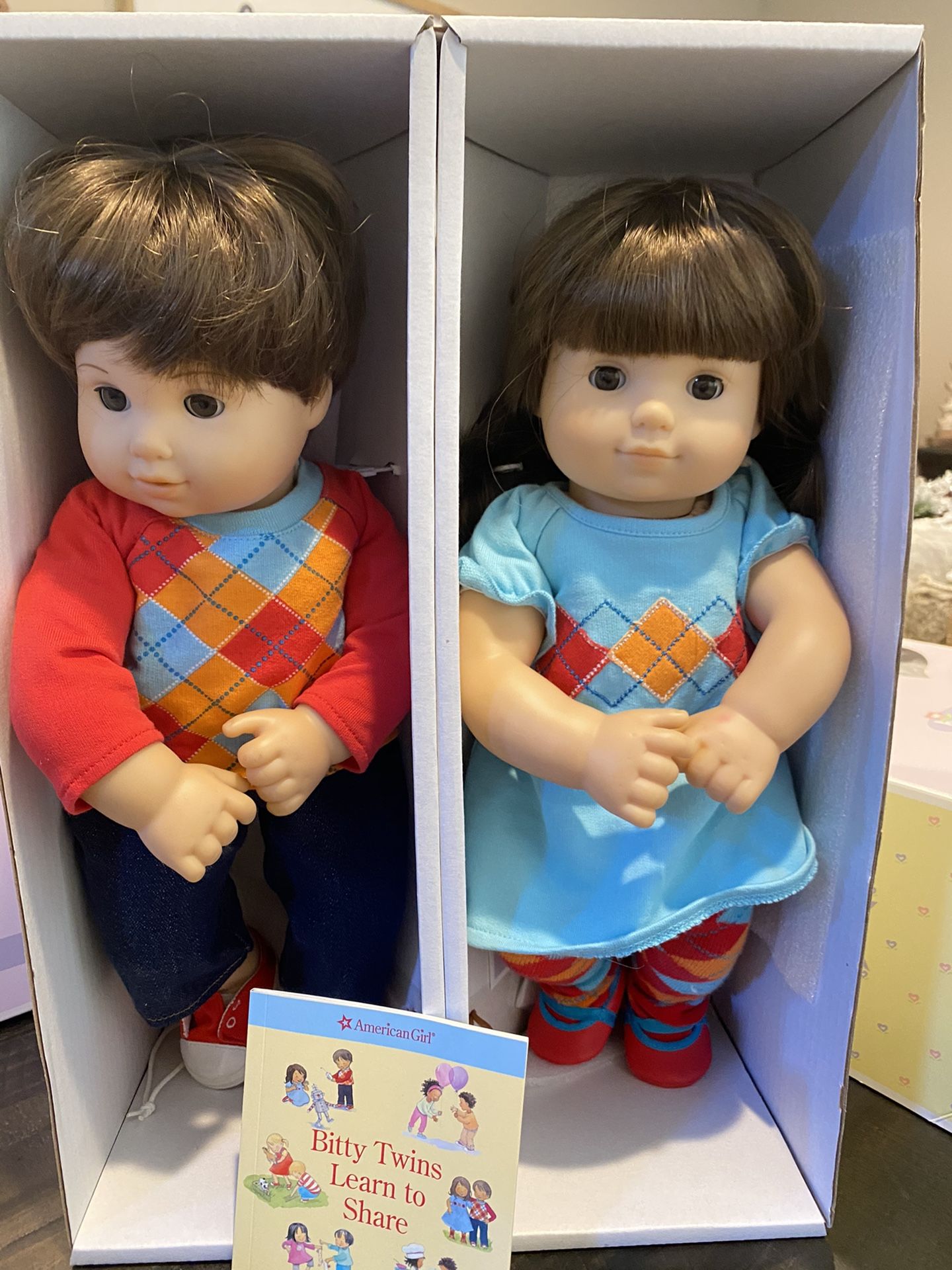 Bitty Baby Twins Brunette Brown Hair And Eyes With Box