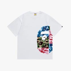 Bape multicolored camo ape head T