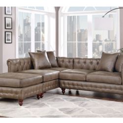 Brown Leatherette Sectional Sofa