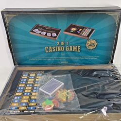 NEW Roulette Table And Blackjack 2 In 1 Casino Multi Game Tabletop Wood Trim CIB