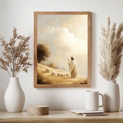 The Good Shepherd, Jesus Leaves The 99, Christian Wall Art, Bible Wall Decor Painting