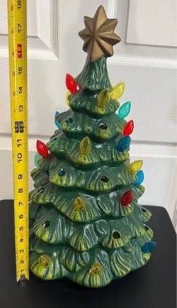 Large Ceramic Christmas Tree missing bulbs no light some chips See Pics just $20
