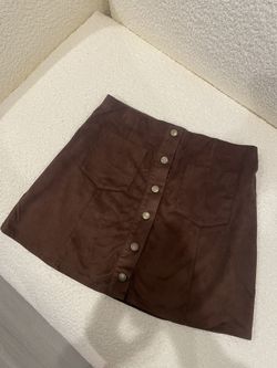 Brown Skirt- Faux Suede