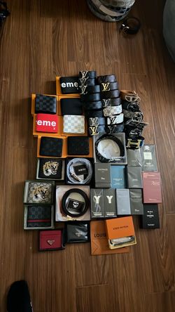 Designer wallets, belts, and colognes