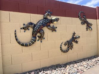 Set Of 3 Geckos Outdoor Decor 