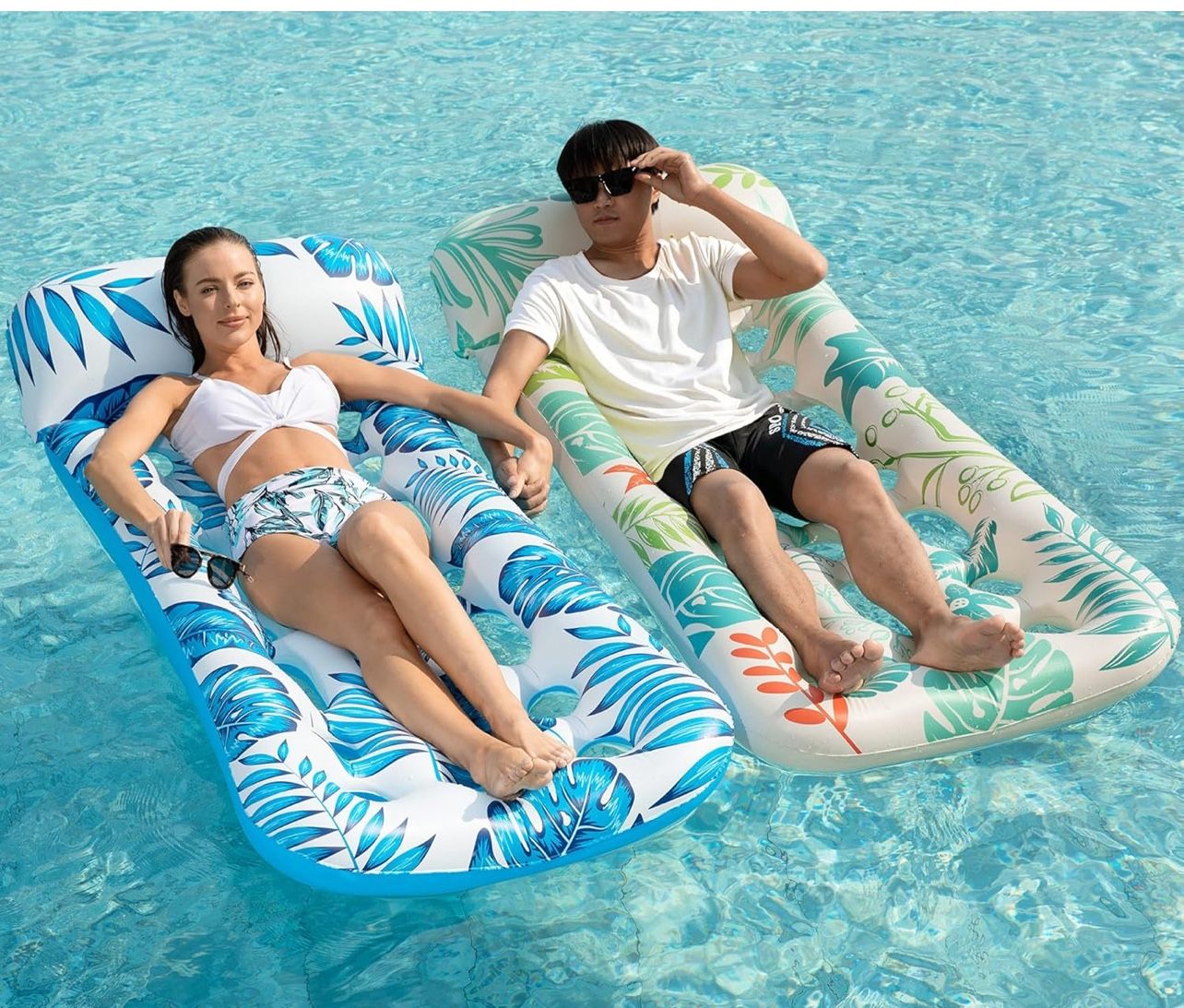 Inflatable Pool Float Lounge - 2 Pack Floaties Rafts for Adults Floating Lounger
