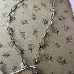 Silver Necklace With Lock Charm