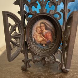 1900s Religious Paint On Marble