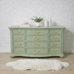 Refinished Serpentine Dresser with Antique Gold Hardware