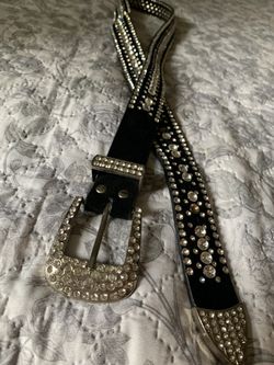 Black Velvet Rhinestone Belt