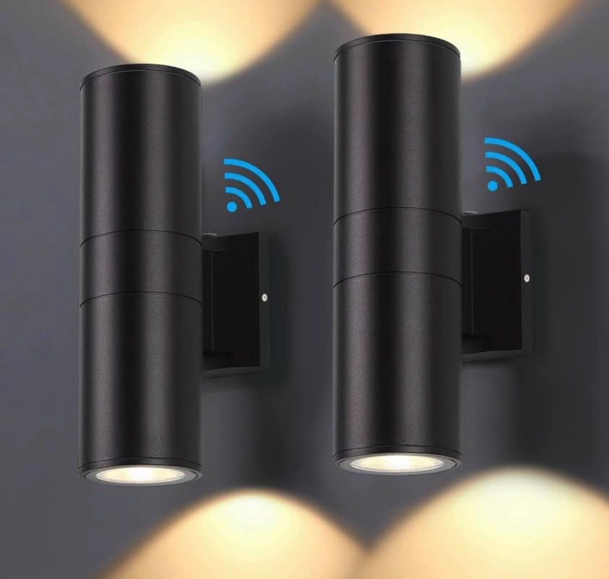 DAKAFUL Dusk To Dawn Outdoor Lighting Sensor Wall Lights 2Pack, 12W 2700K Integrated LED Cylinder Up