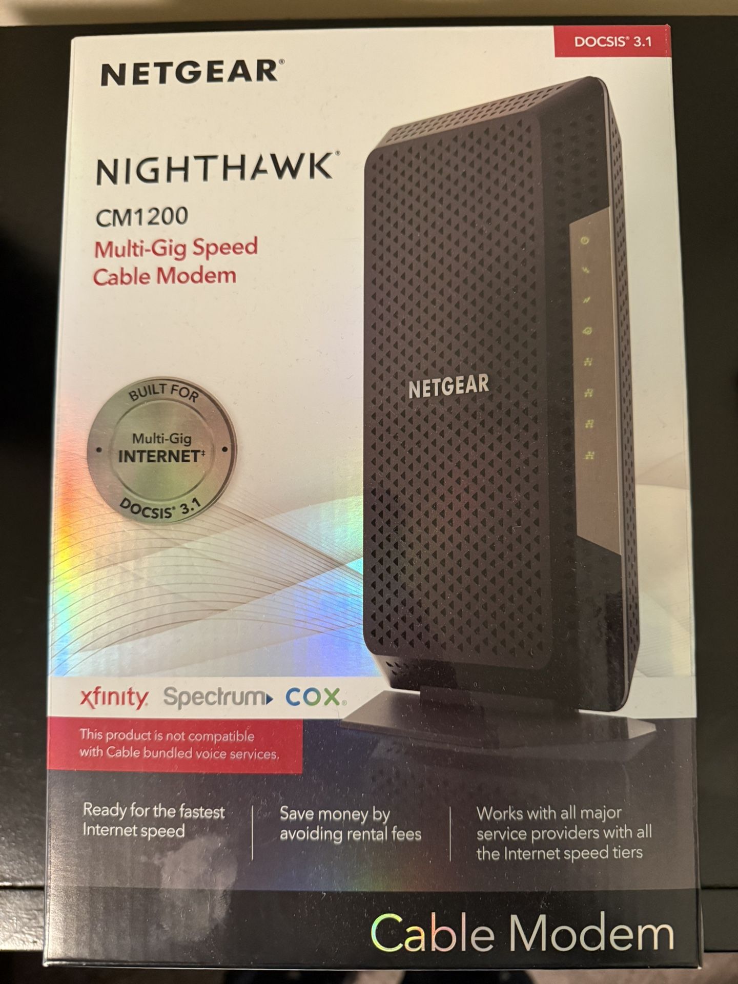 NETGEAR Nighthawk Cable Modem CM1200 - Compatible with all Cable Providers including Xfinity by Comcast, Spectrum, Cox | For Cable Plans Up to 2 Gigab