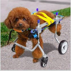 Four-Wheeled Adjustable Dog Wheelchair, Lightweight Mobility Bicycle Trailer for Disabled Pets, Easy to Assemble, Supports Walking and Exercise
